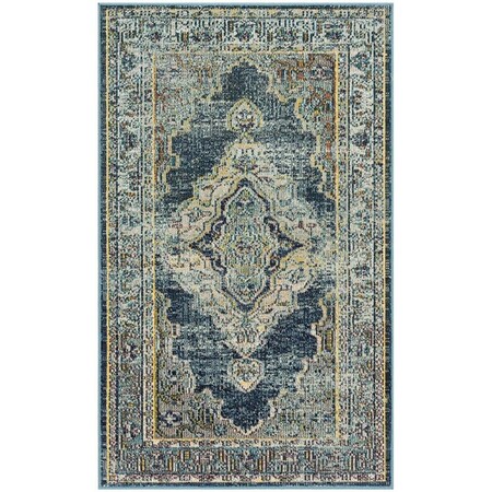Safavieh Crystal Power Loomed Rectangle Area Rug Blue & Yellow - 3 x 5 ft. CRS500M-3